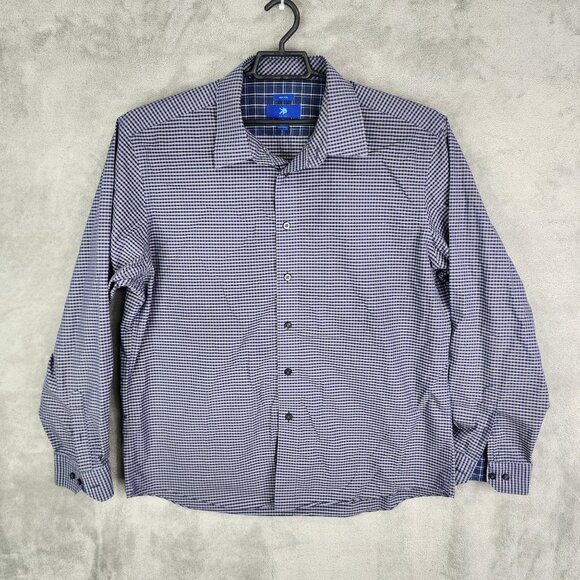 Mens Egara Non Iron Blue Checkered Shirt Long Sleeve Button Down Size XXL - Picture 2 of 7